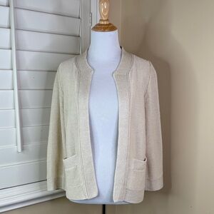 J. Crew Cream Open-Front Knit Cardigan